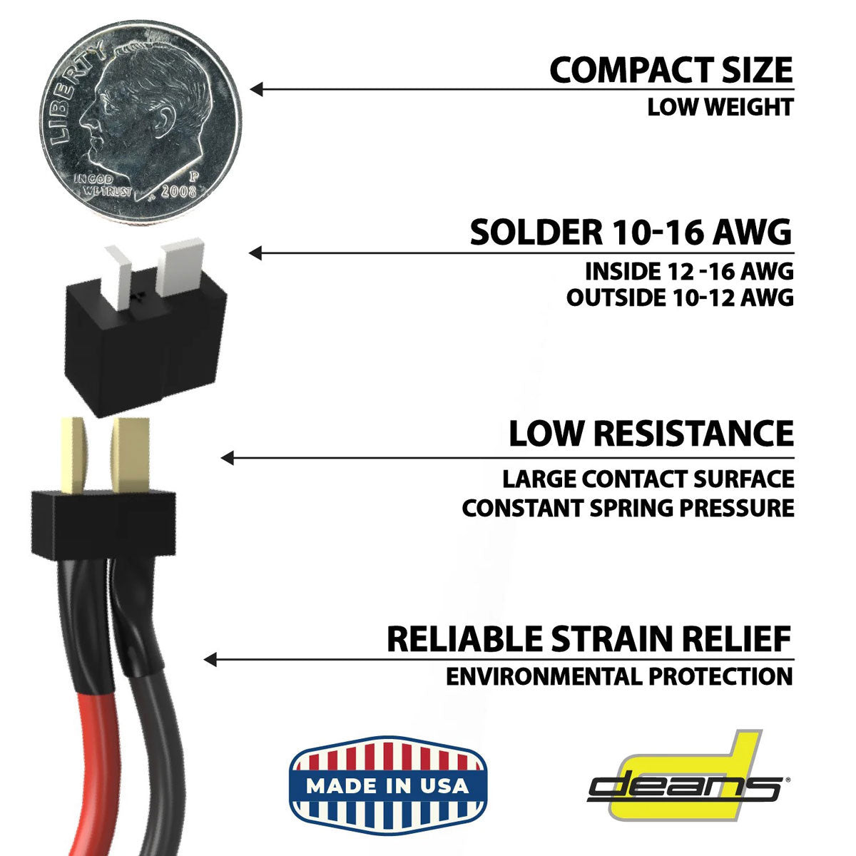 WS Deans Ultra Plug HB High Temp Black Male 2-Pack w/Shrink 1311