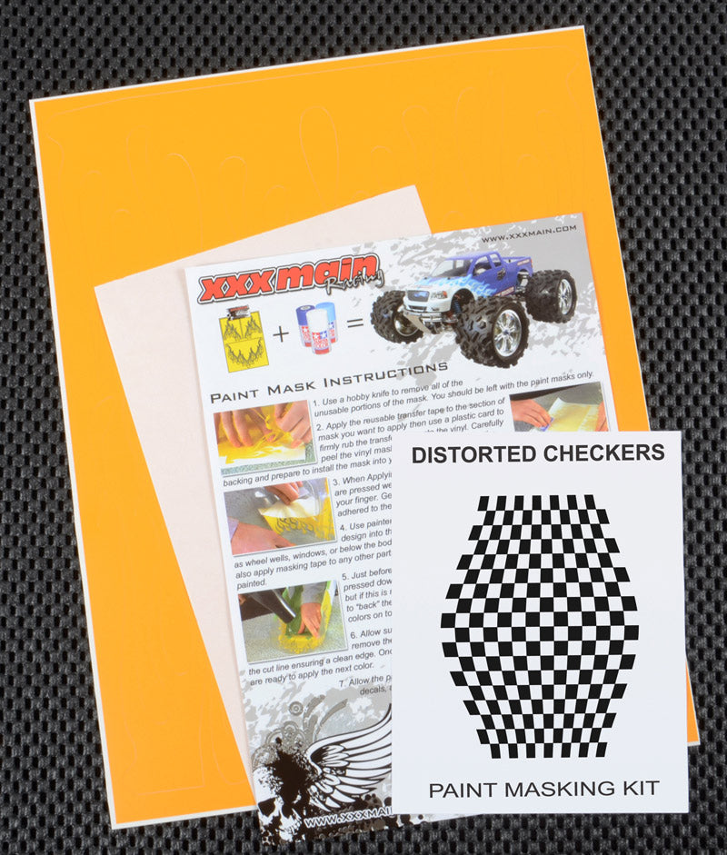 XXX Main Racing Distorted Checkers Paint Mask for RC Bodies