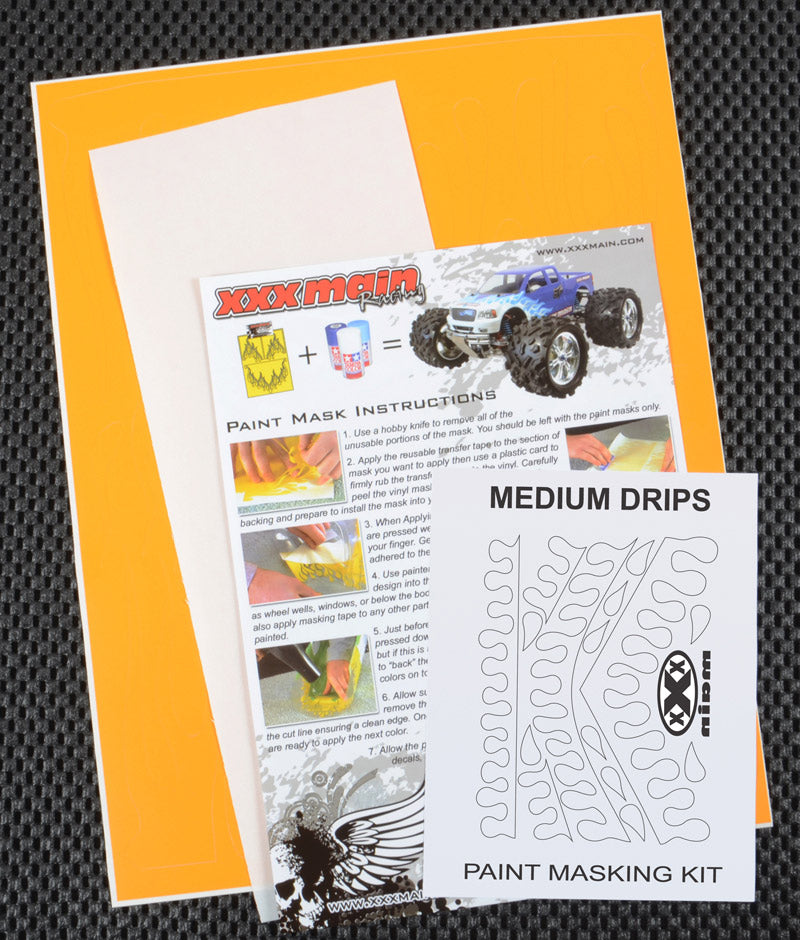 XXX Main Racing Medium Drips Pre-Cut Paint Mask for RC Cars
