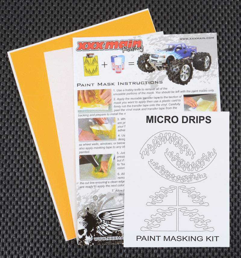 XXX Main Racing Micro Drips Paint Mask for Small Scale RC Bodies