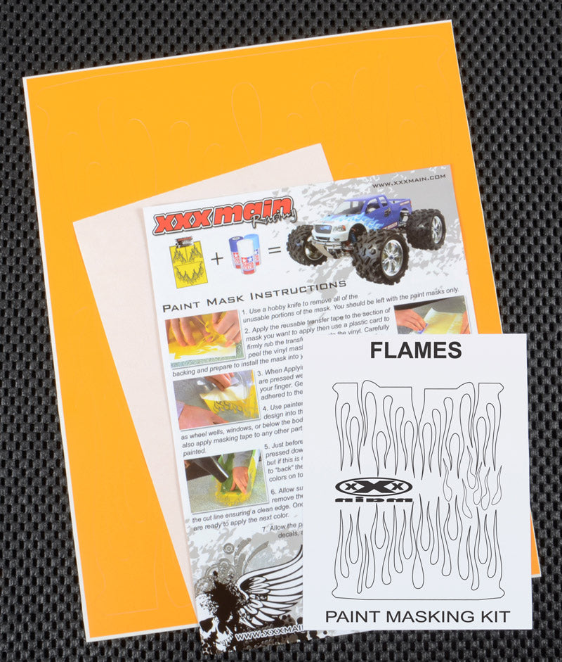 XXX Main Racing Classic Flames Pre-Cut Paint Mask for RC Bodies