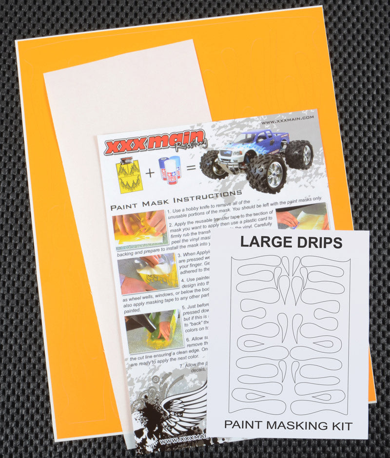 XXX Main Racing Large Drips Pre-Cut Paint Mask for RC Bodies