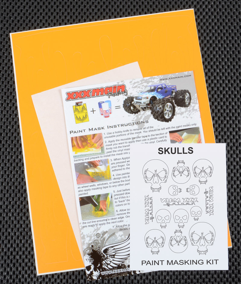 XXX Main Racing Skulls Pre-Cut Paint Mask for RC Car Bodies