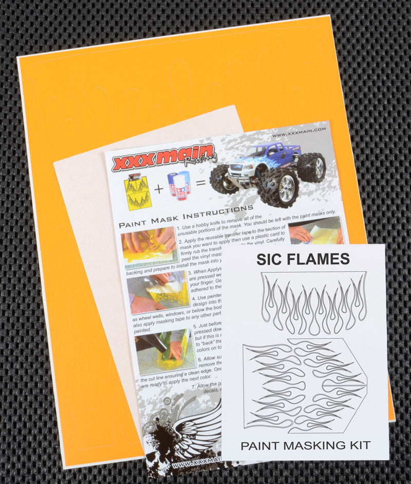 XXX Main Racing Sic Flames Pre-Cut Paint Mask for RC Bodies