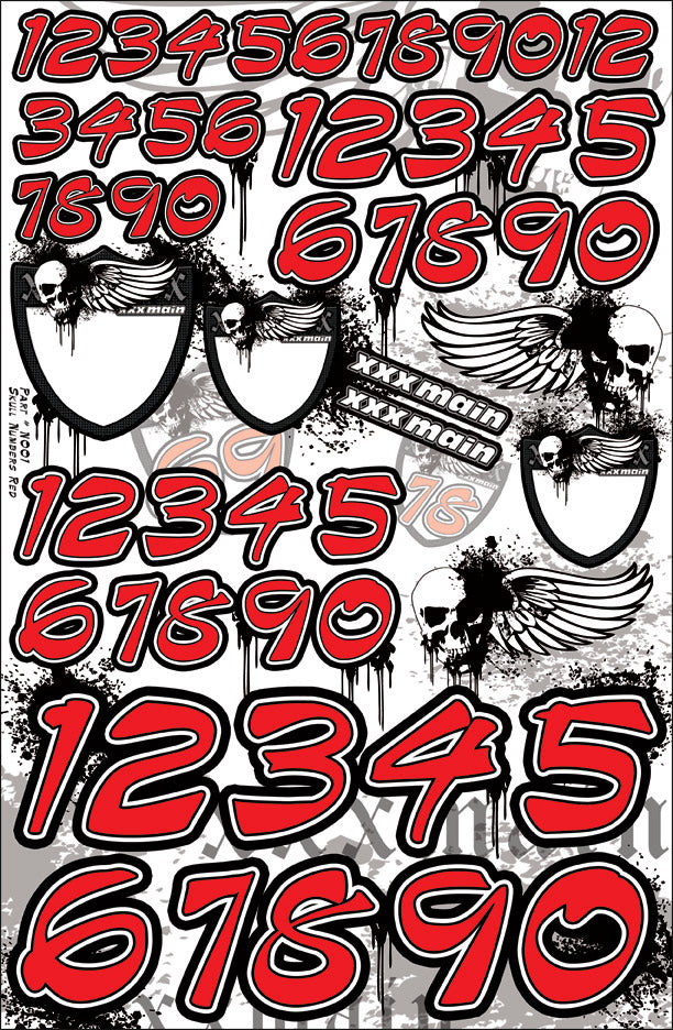 XXX Main Racing Skull Numbers - Red N001