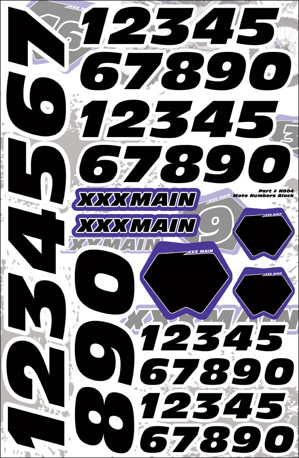 XXX Main Racing Moto Numbers - Black N004