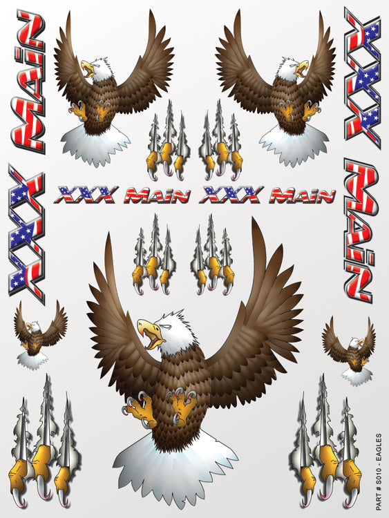 XXX Main Racing Eagles Sticker Sheet for RC Car Bodies