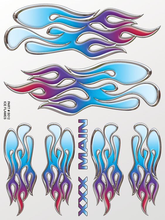 XXX Main Racing Ice Flames Sticker Sheet for RC Cars