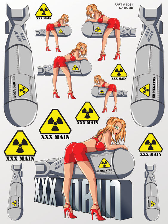 XXX Main Racing Da Bomb Sticker Sheet for RC Car Bodies