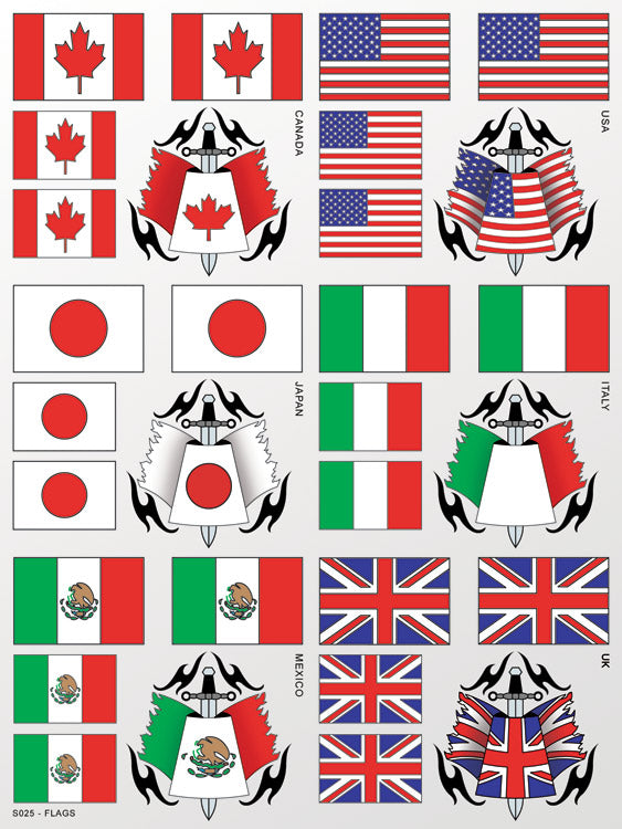 XXX Main Racing Flags Sticker Sheet for RC Bodies