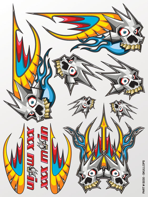 XXX Main Racing Skullops Sticker Sheet for RC Car Bodies