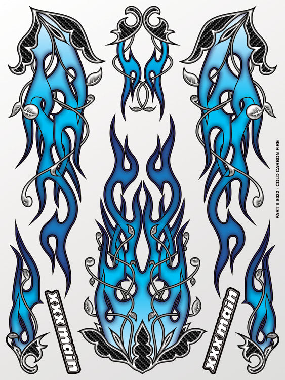 XXX Main Racing Cold Carbon Fire Sticker Sheet for RC Cars