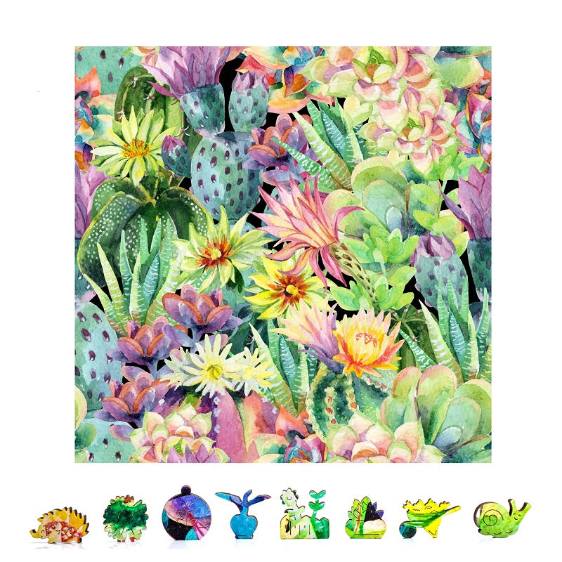 ZenChalet Floral Cactus 500 Piece Wooden Jigsaw Puzzle for Adults