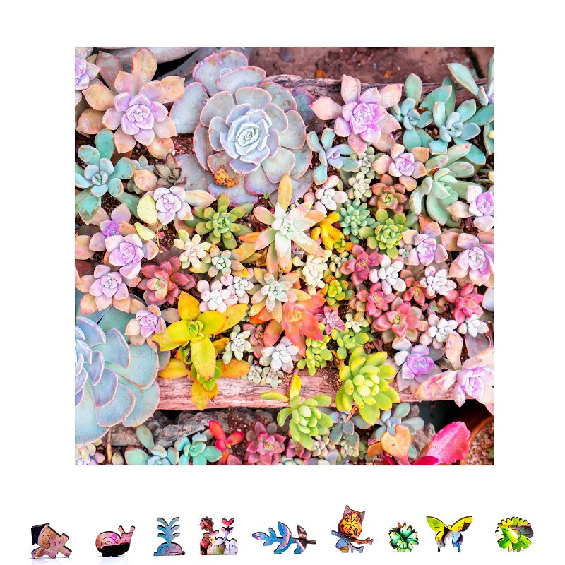 ZenChalet Garden Succulents 500 Piece Wooden Jigsaw Puzzle for Adults