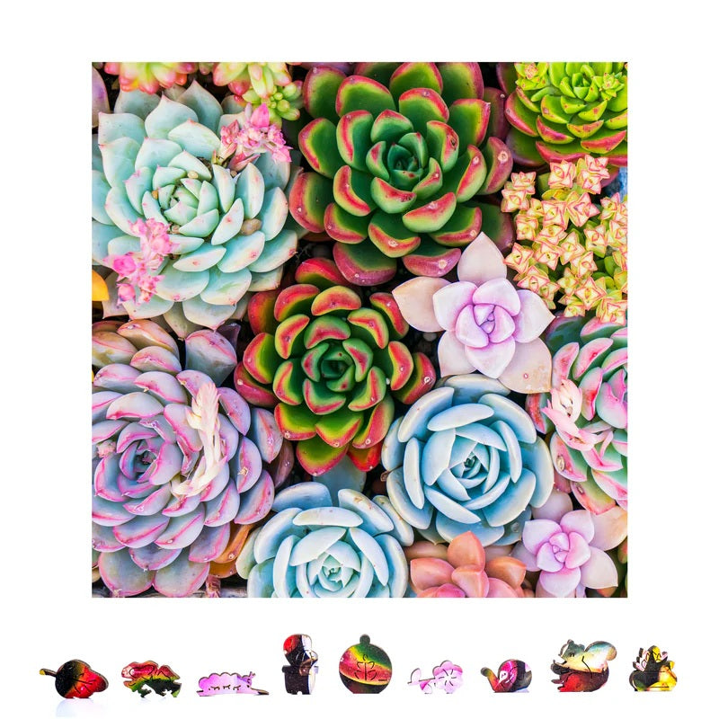 1000 piece puzzles succulents ZenChalet Succulent Sensation Wooden Jigsaw Puzzle, 1000 Pcs