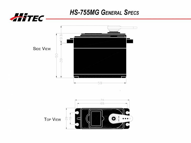 Hitec RCD HS-755MG Giant Scale Servo .23sec/200oz @ 6.0v