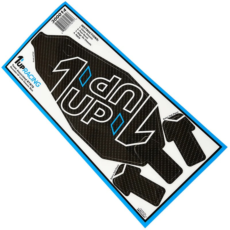 1UP Racing Twin 1up Outline Logo Reusable CF Look Chassis Skin - AE B7 300014