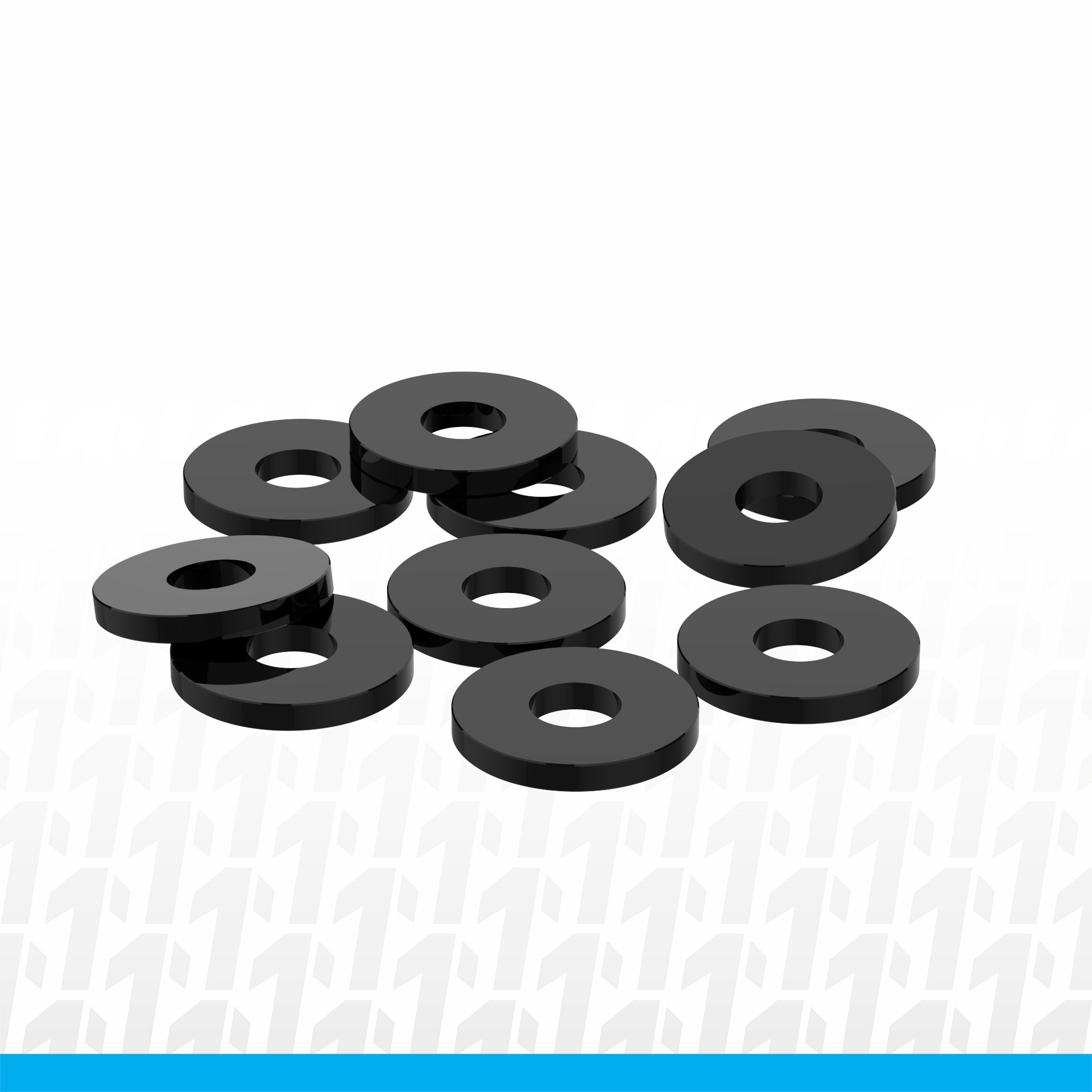 1UP Racing 3x8x1mm Precision Aluminum Shims, Black, (10 pcs) 80403