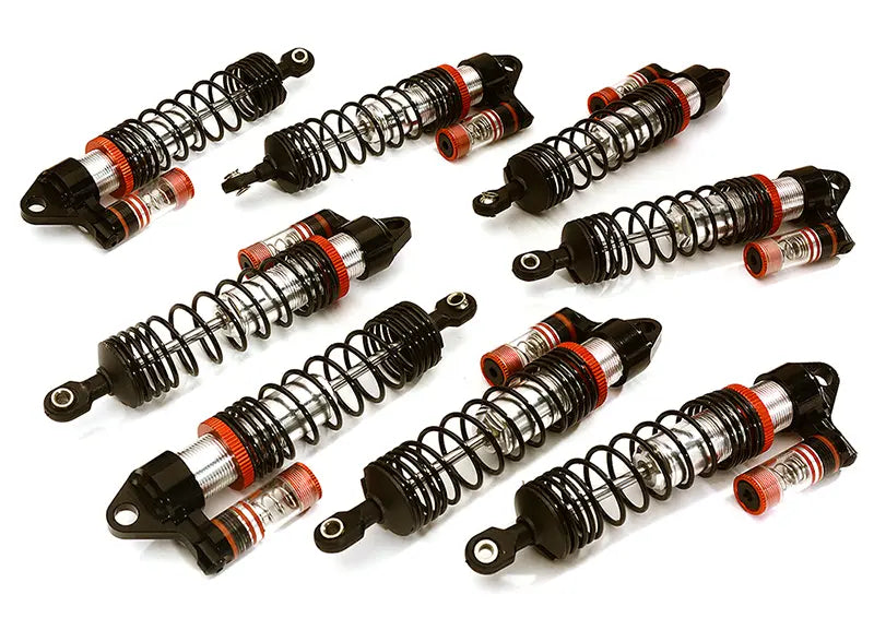 Integy Silver Billet Machined Piggyback Shock Set (8) for Traxxas 1/10 Scale E-Maxx Brushless C28759SILVER