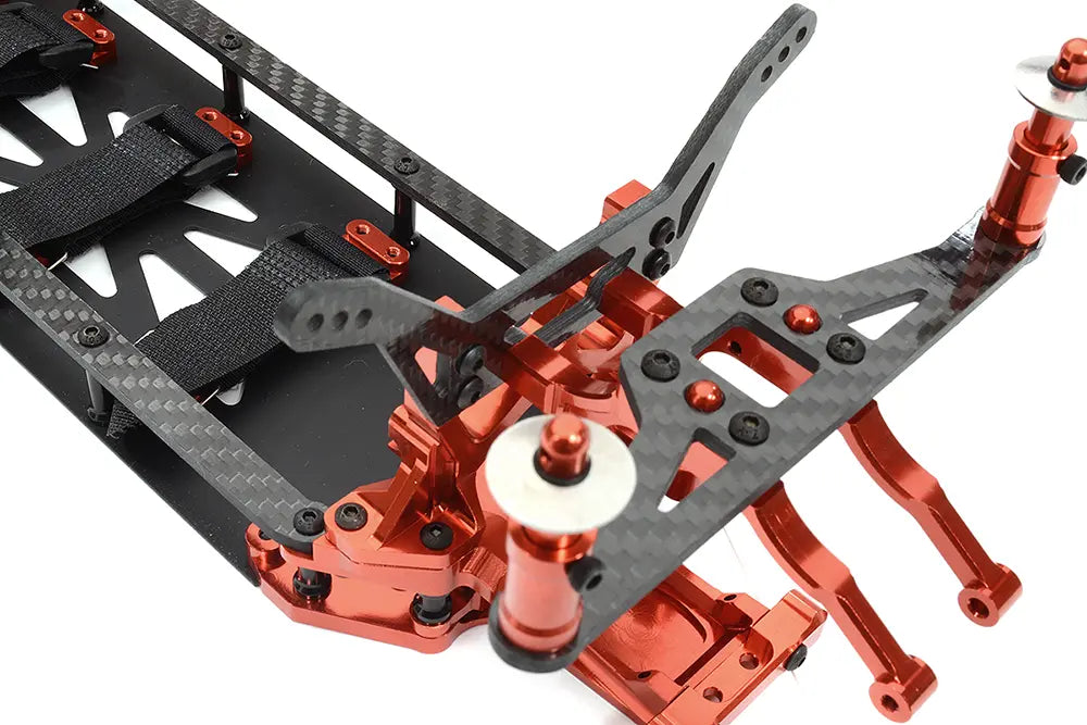 Integy Red Alloy Chassis & Carbon Fiber Conversion Kit for Team Associated DR10 Drag C32548RED