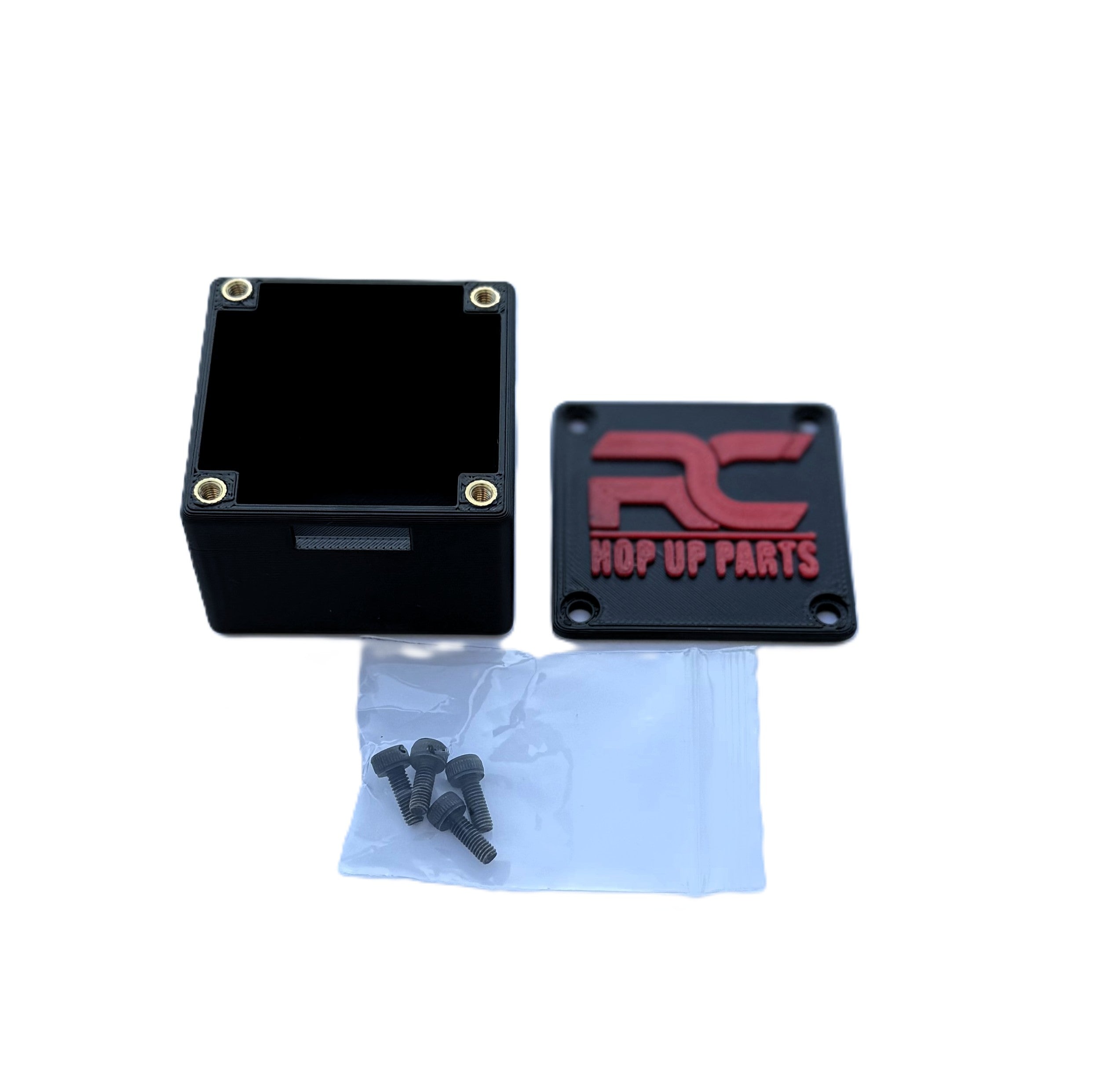 RC Hop Up Parts Large RC Receiver Box Black, Threaded M3 Inserts and Lid for CEN Racing F450, F250, Sicario