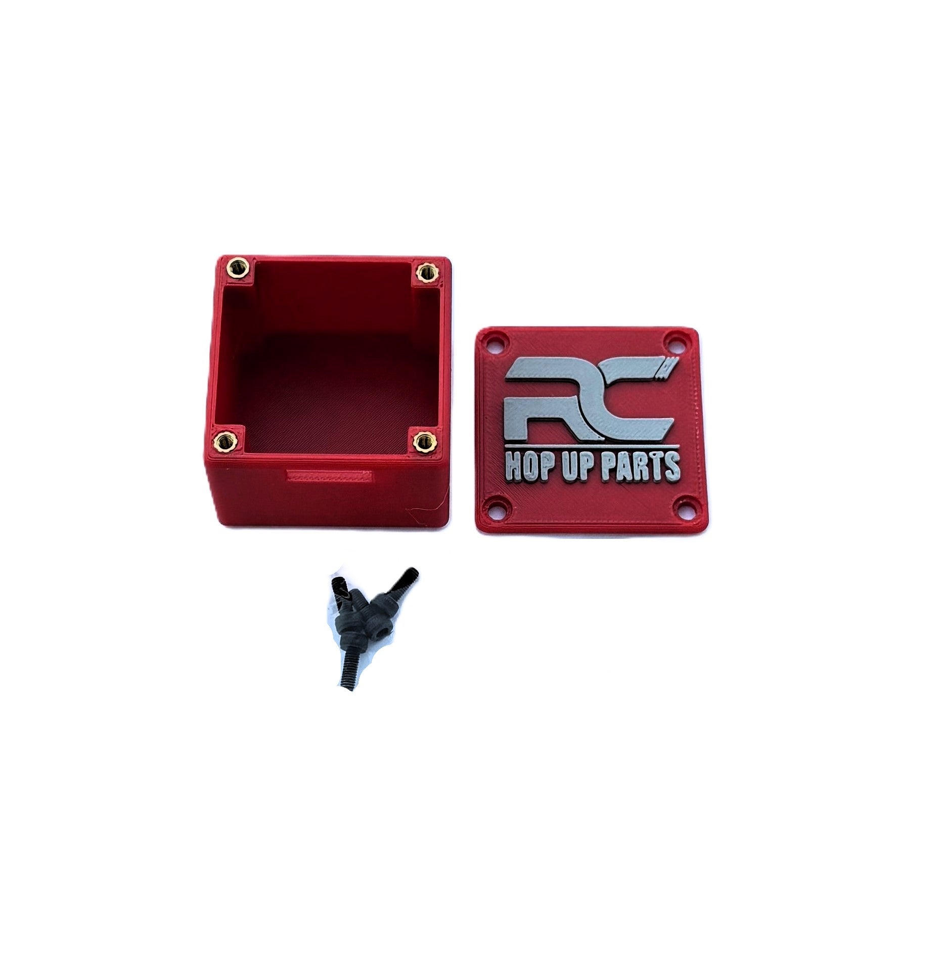 RC Hop Up Parts Large RC Receiver Box Red, Threaded M3 Inserts and Lid for CEN Racing F450, F250, Sicario