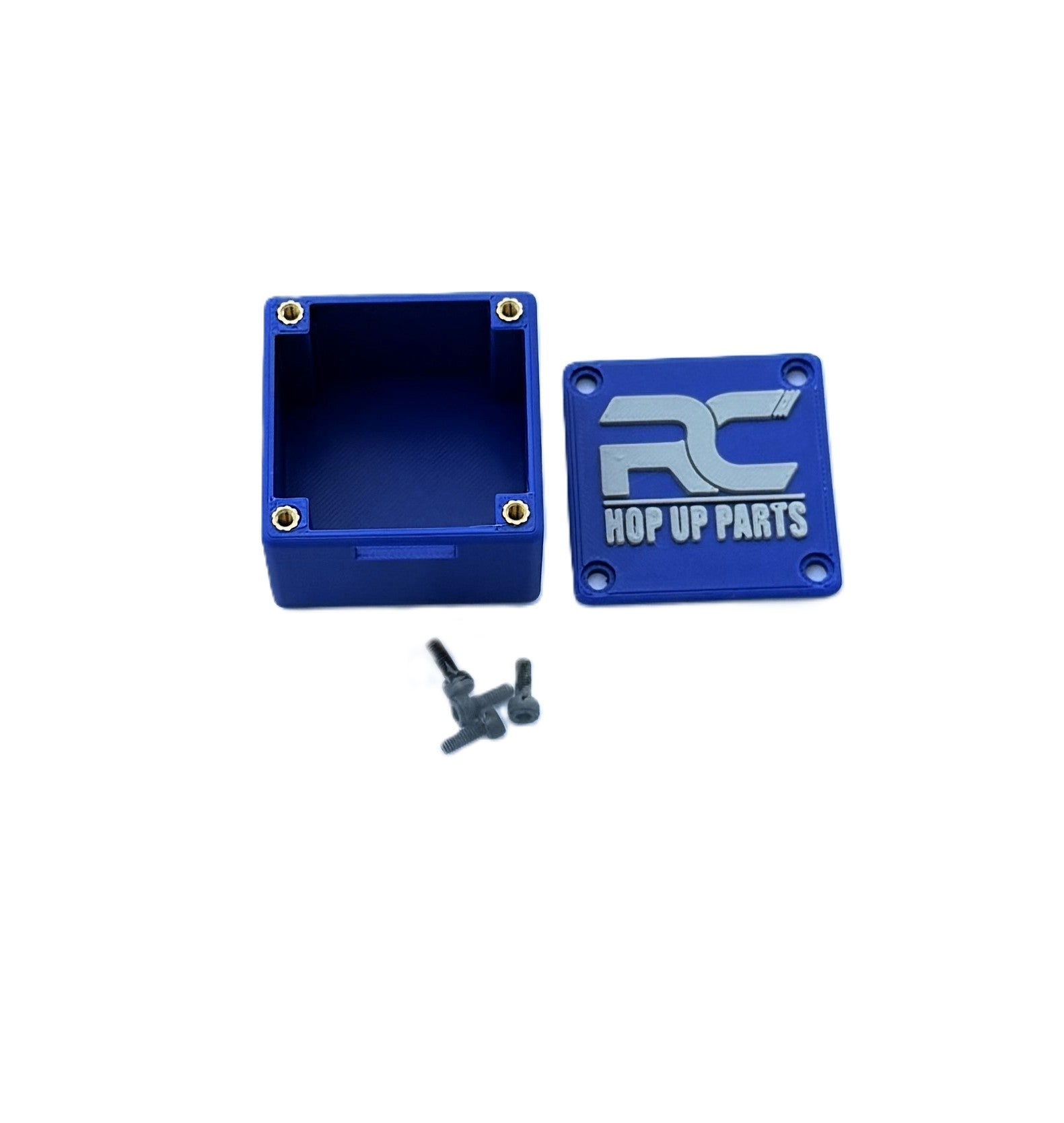 RC Hop Up Parts Large RC Receiver Box Blue, Threaded M3 Inserts and Lid for CEN Racing F450, F250, Sicario