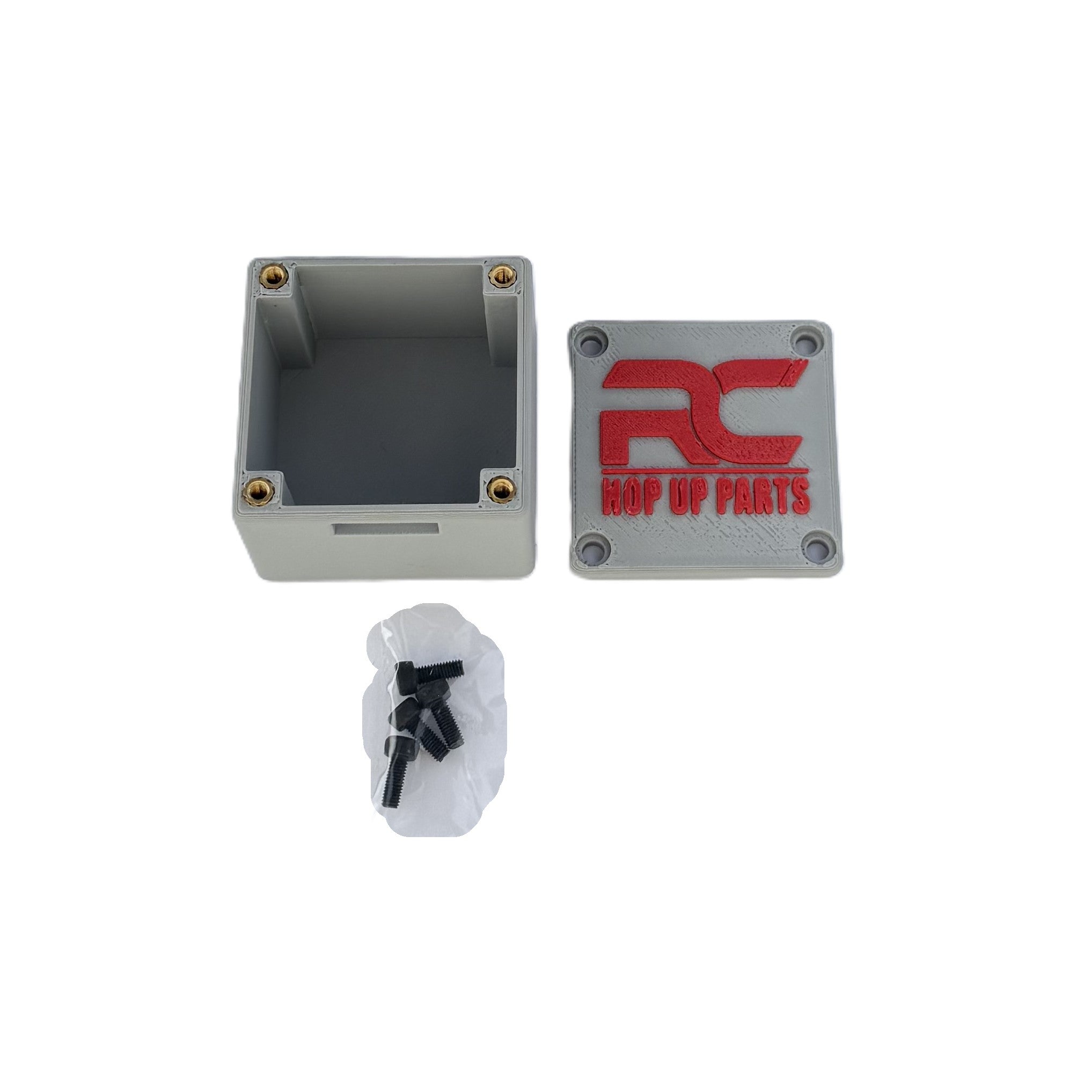 RC Hop Up Parts Large RC Receiver Box Grey, Threaded M3 Inserts and Lid for CEN Racing F450, F250, Sicario