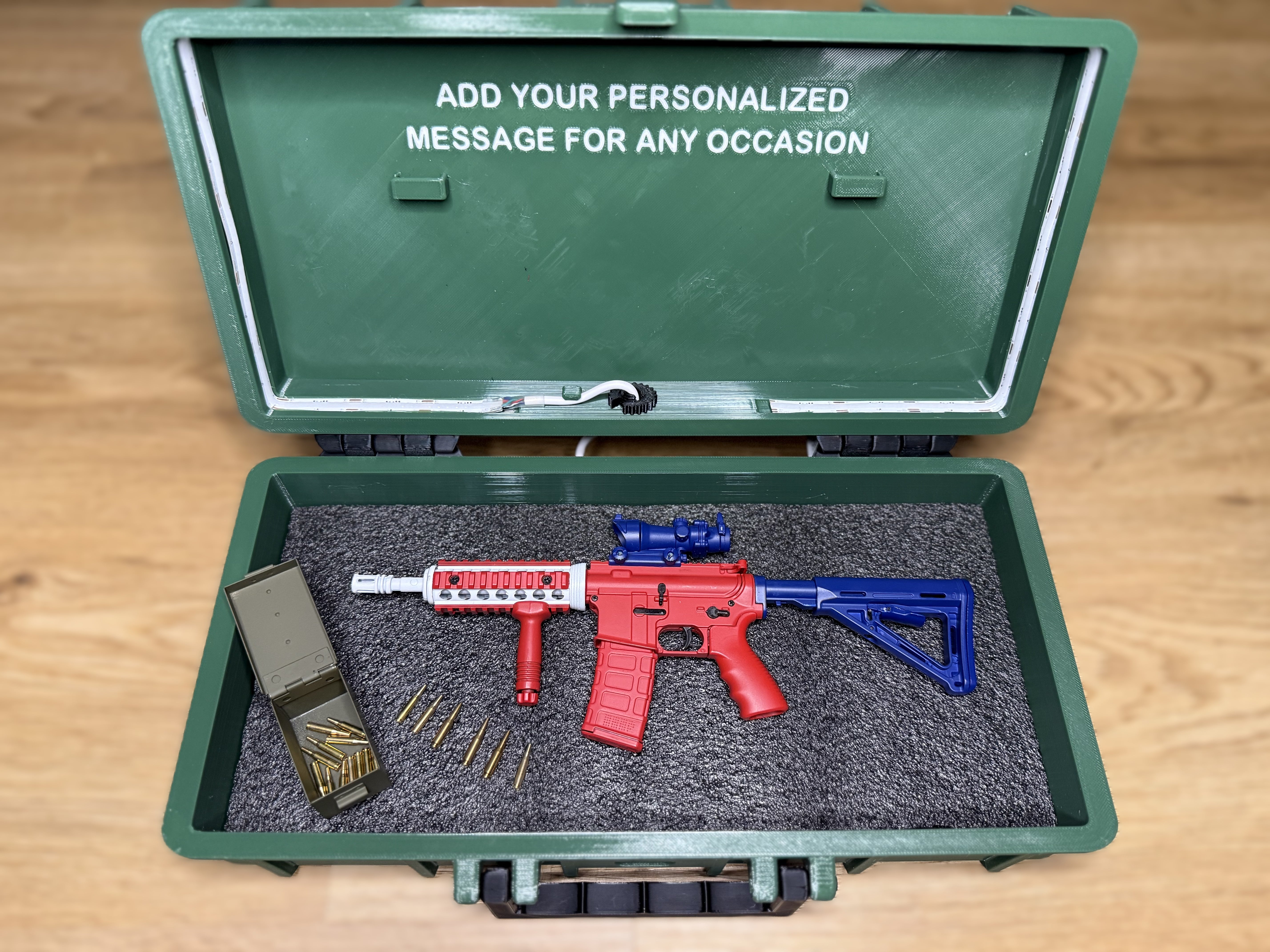 RC Hop Up Parts 1/3 Scale Replica Gun Case with LED RGB COB Lights | Fits Goat Guns® Models