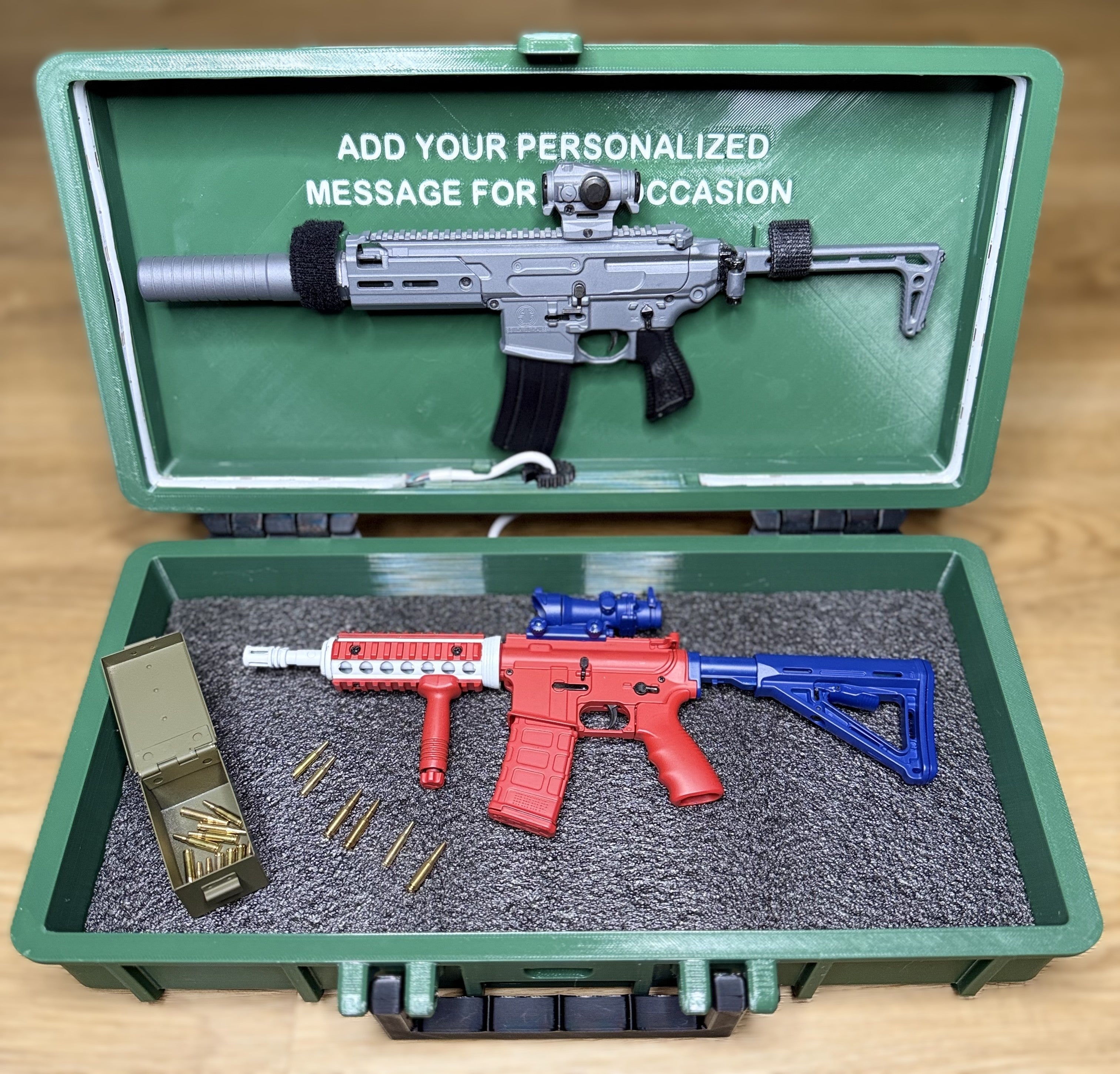 RC Hop Up Parts 1/3 Scale Replica Gun Case with LED RGB COB Lights | Fits Goat Guns® Models