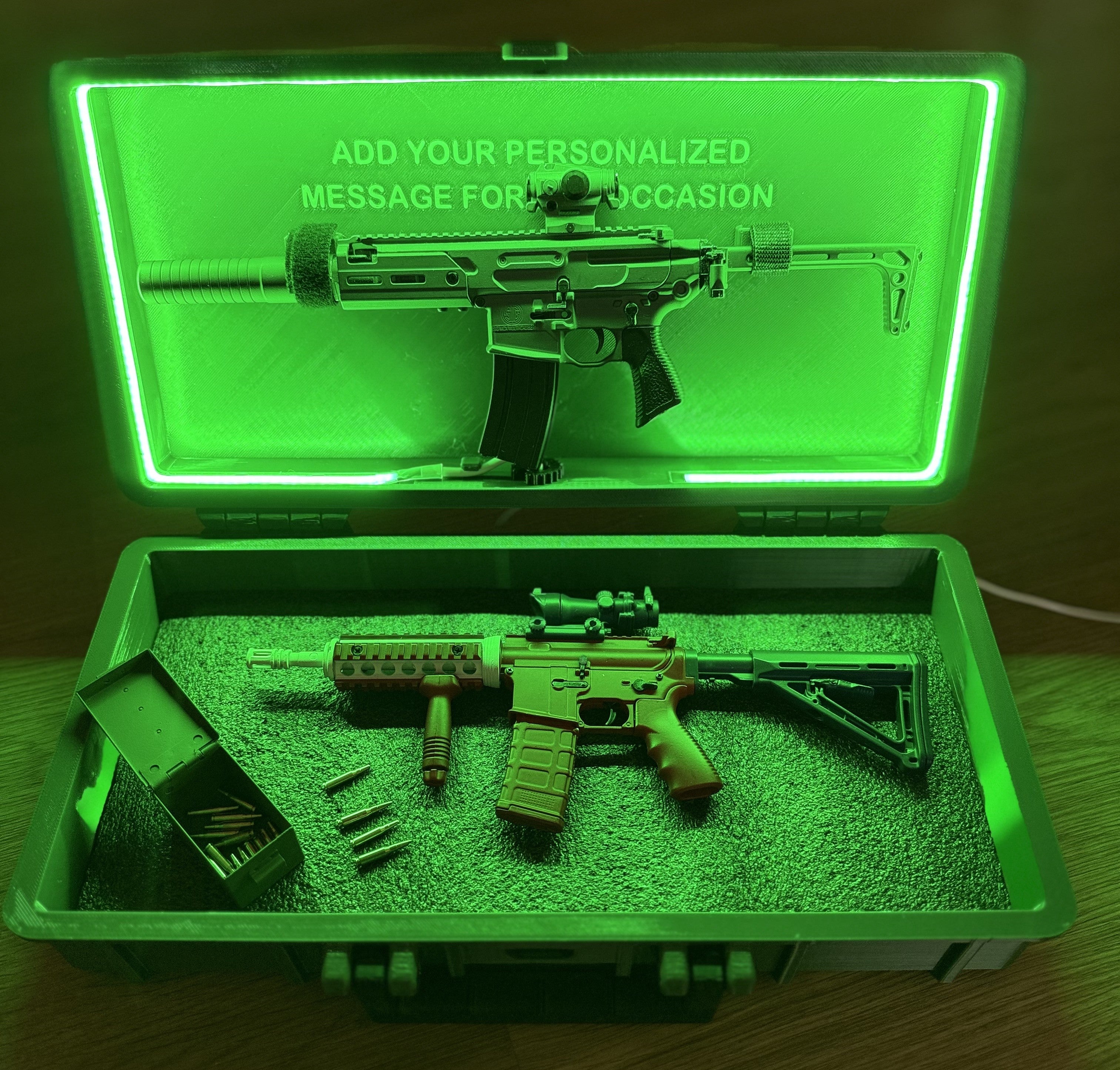 RC Hop Up Parts 1/3 Scale Replica Gun Case with LED RGB COB Lights | Fits Goat Guns® Models