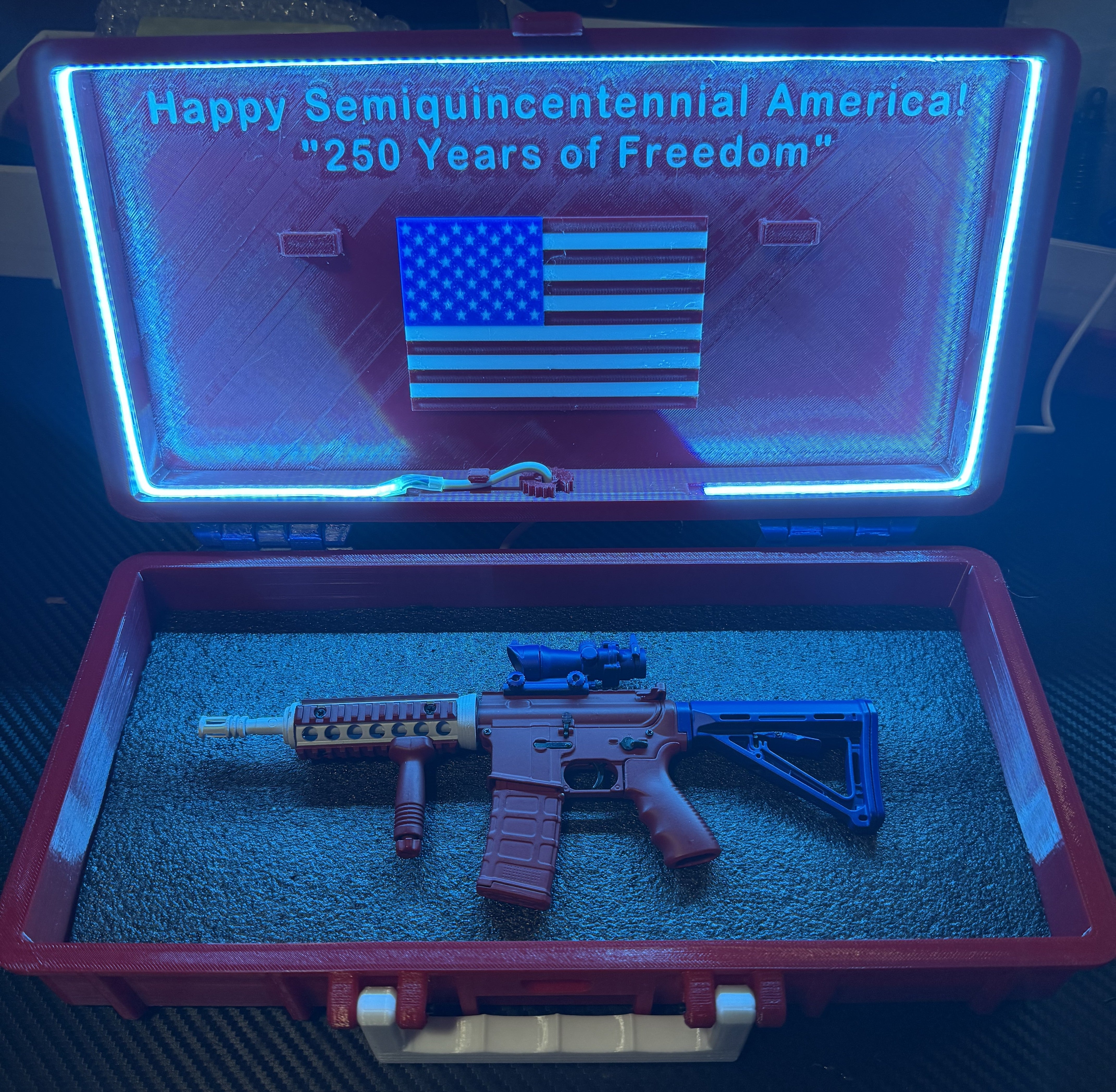 RC Hop Up Parts USA 250 Years of Freedom 1/3 Scale Replica Gun Case LED RGB COB Lights Includes Goat Gun AR-15 USA | Fits Goat Guns® Models