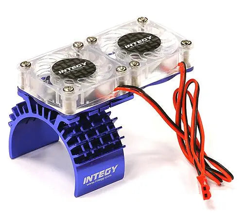 Integy Blue Motor Heatsink w/ Twin Cooling Fan for Traxxas 1/10 Scale Slash 4X4 (6808) T8534BLUE