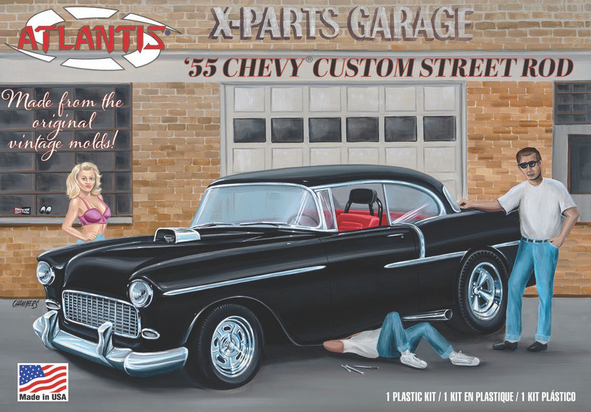 Atlantis Models 1/25 1955 Chevrolet Custom Street Rod X-Parts Garage Plastic Model Kit