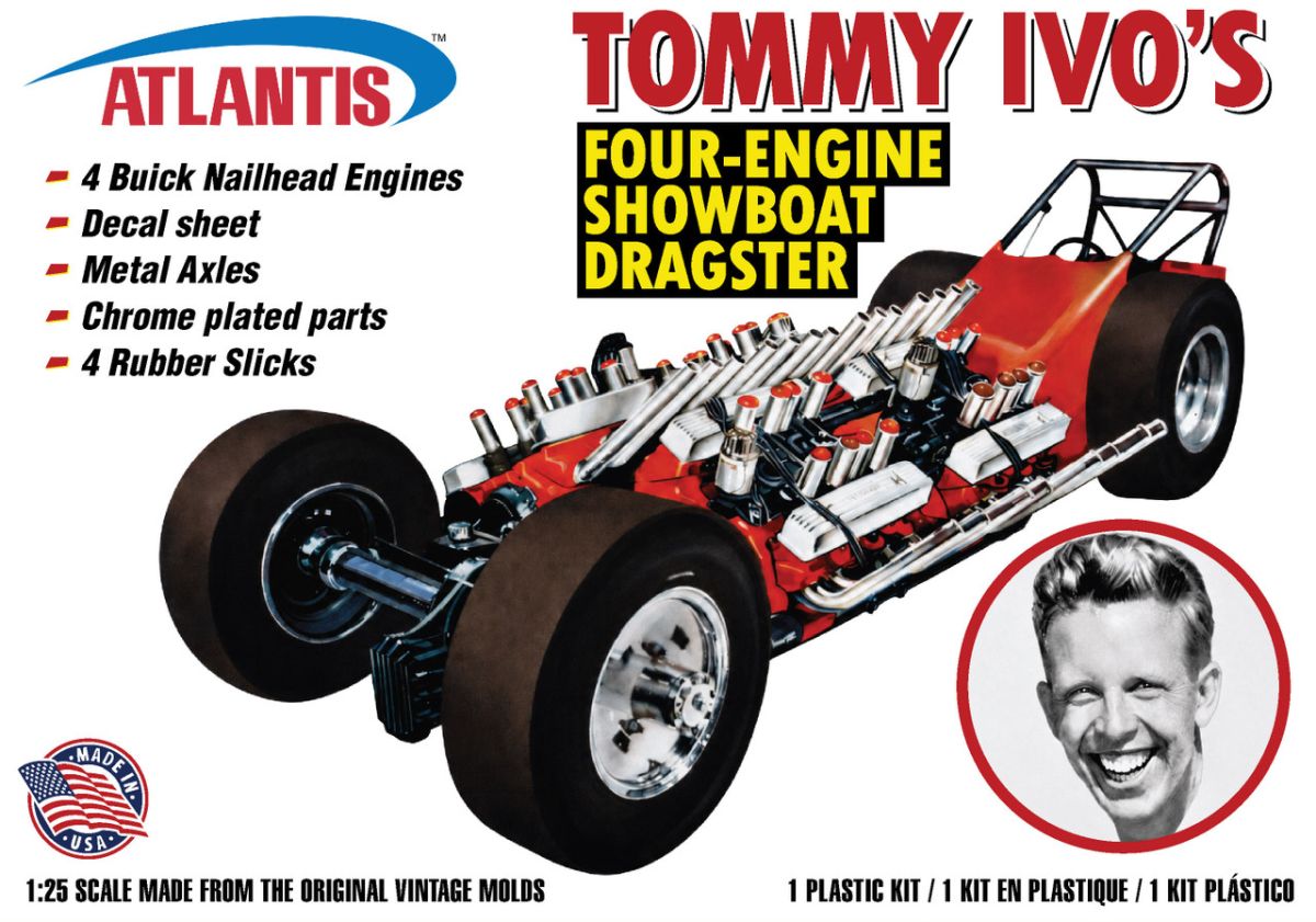 Atlantis Models 1:25 Tommy Ivo's Showboat Four-Engine Dragster Model Kit