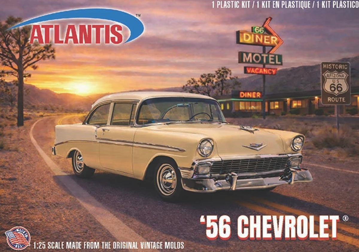 Atlantis Models 1:25 US Route 66 1956 Chevrolet V-8 Plastic Model Kit