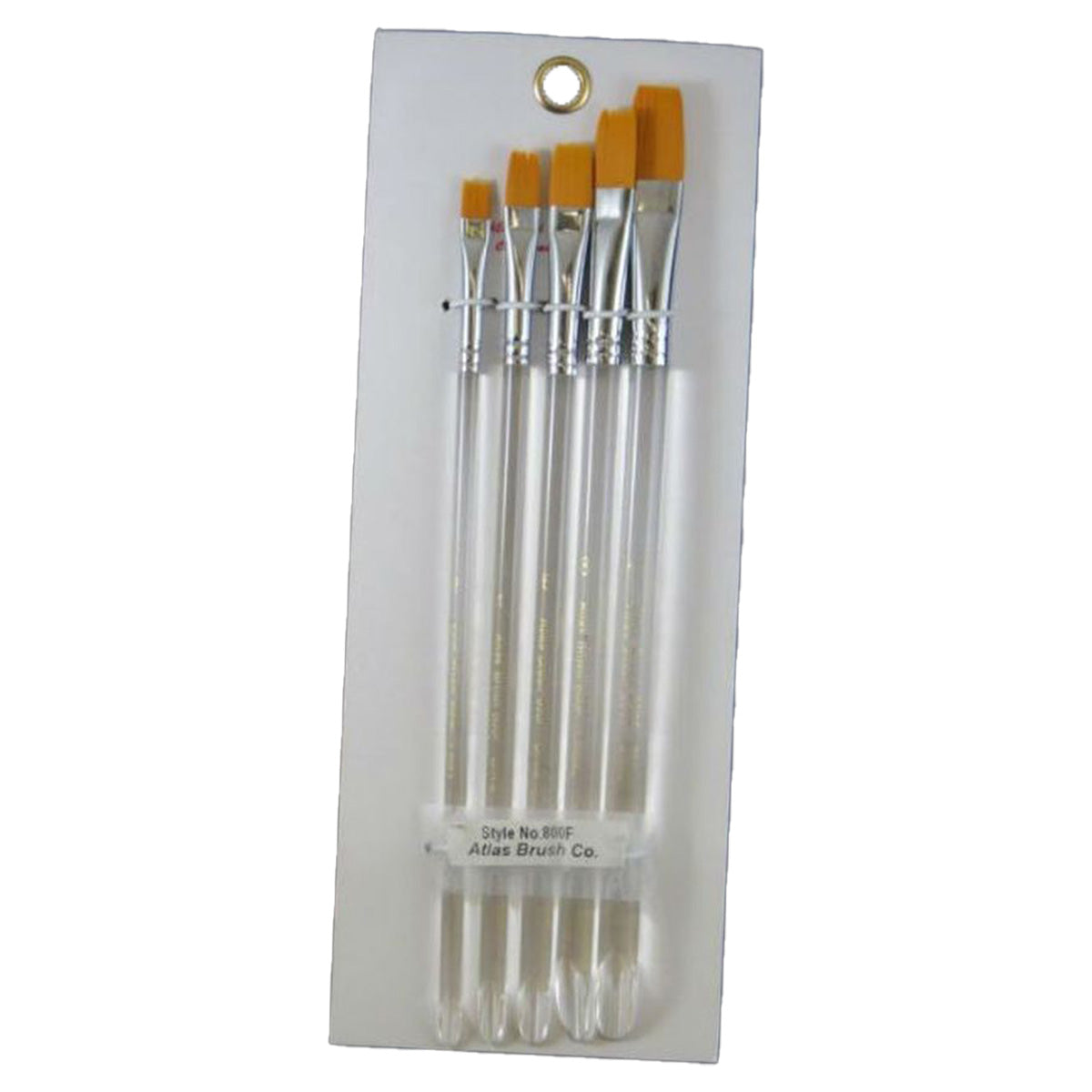 Atlas Brushes Golden Taklon Flat Brush Set, 5-Piece (Sizes 2, 4, 6, 8, 10)