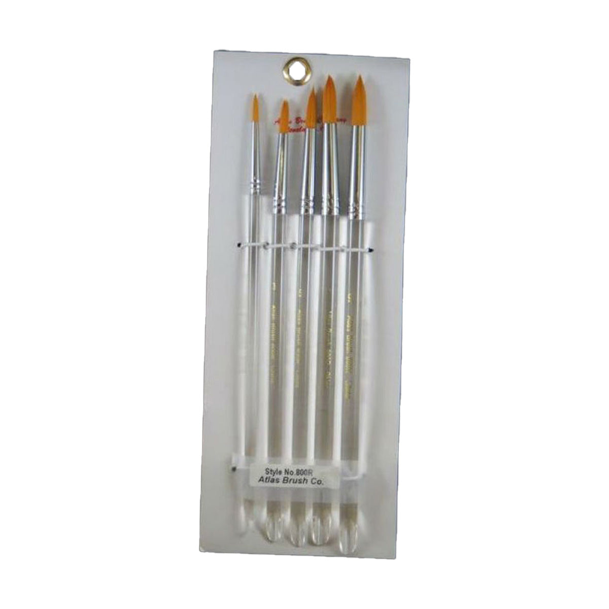 Atlas Brushes Golden Taklon Round Brush Set, 5-Piece (Sizes 1, 3, 5, 7, 9)