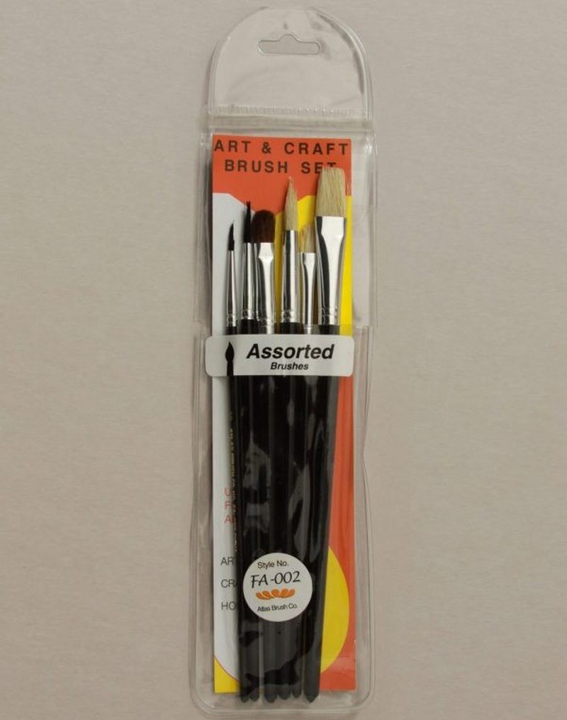 Atlas Brushes China Bristle & Camel Hair Brush Set, 6-Piece Assortment