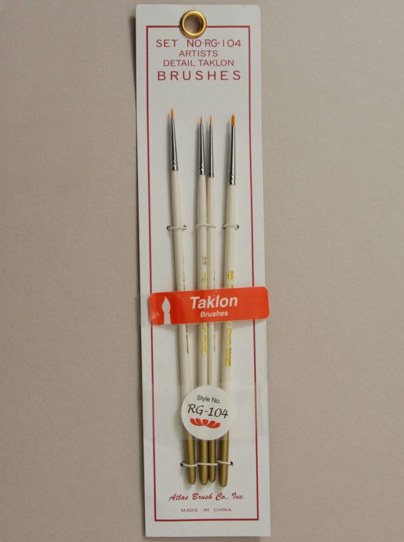 Atlas Brushes Golden Taklon Detail Brush Set, 4-Piece