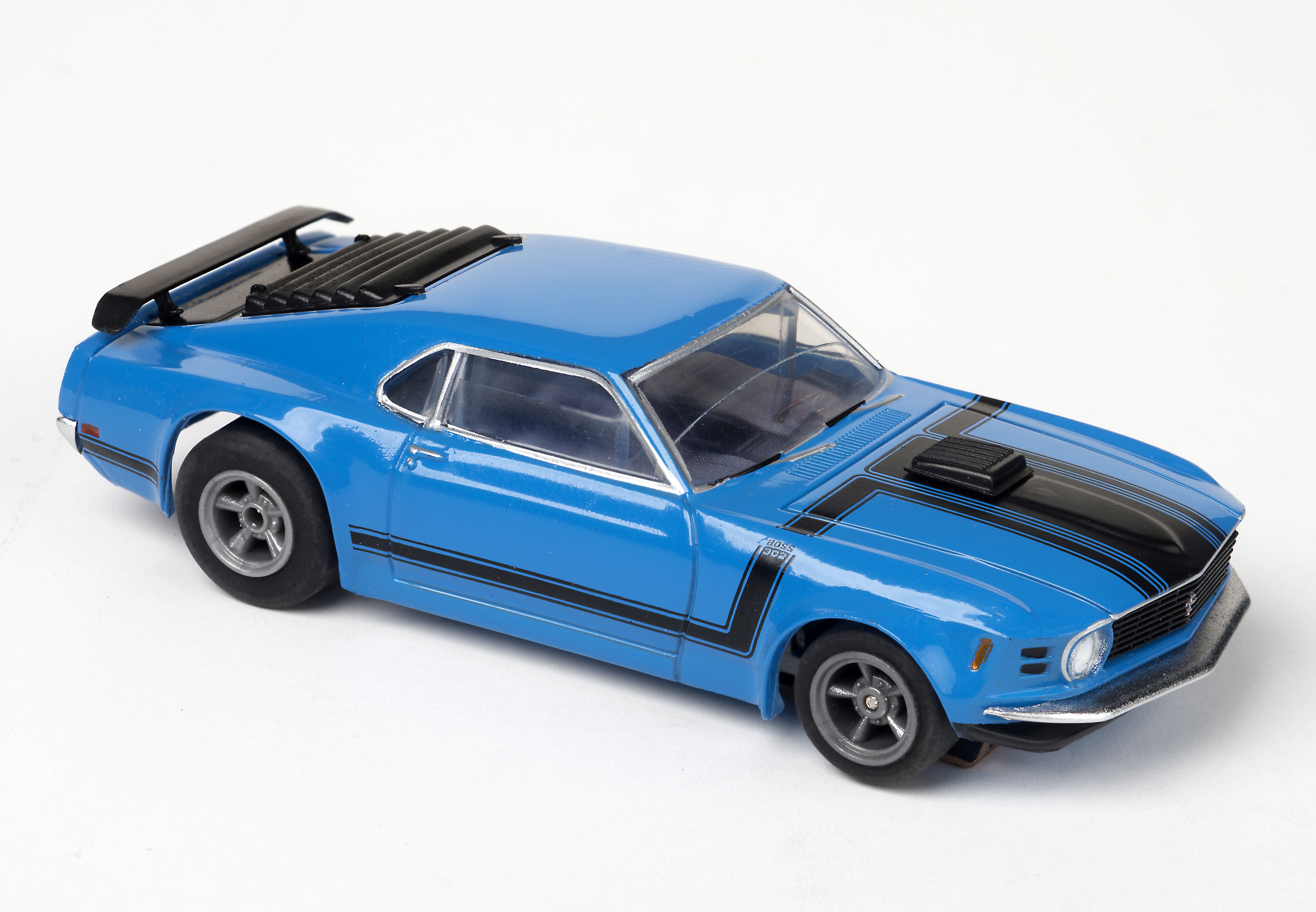 AFX Racing Mustang Boss 302, Blue, HO Scale Slot Car