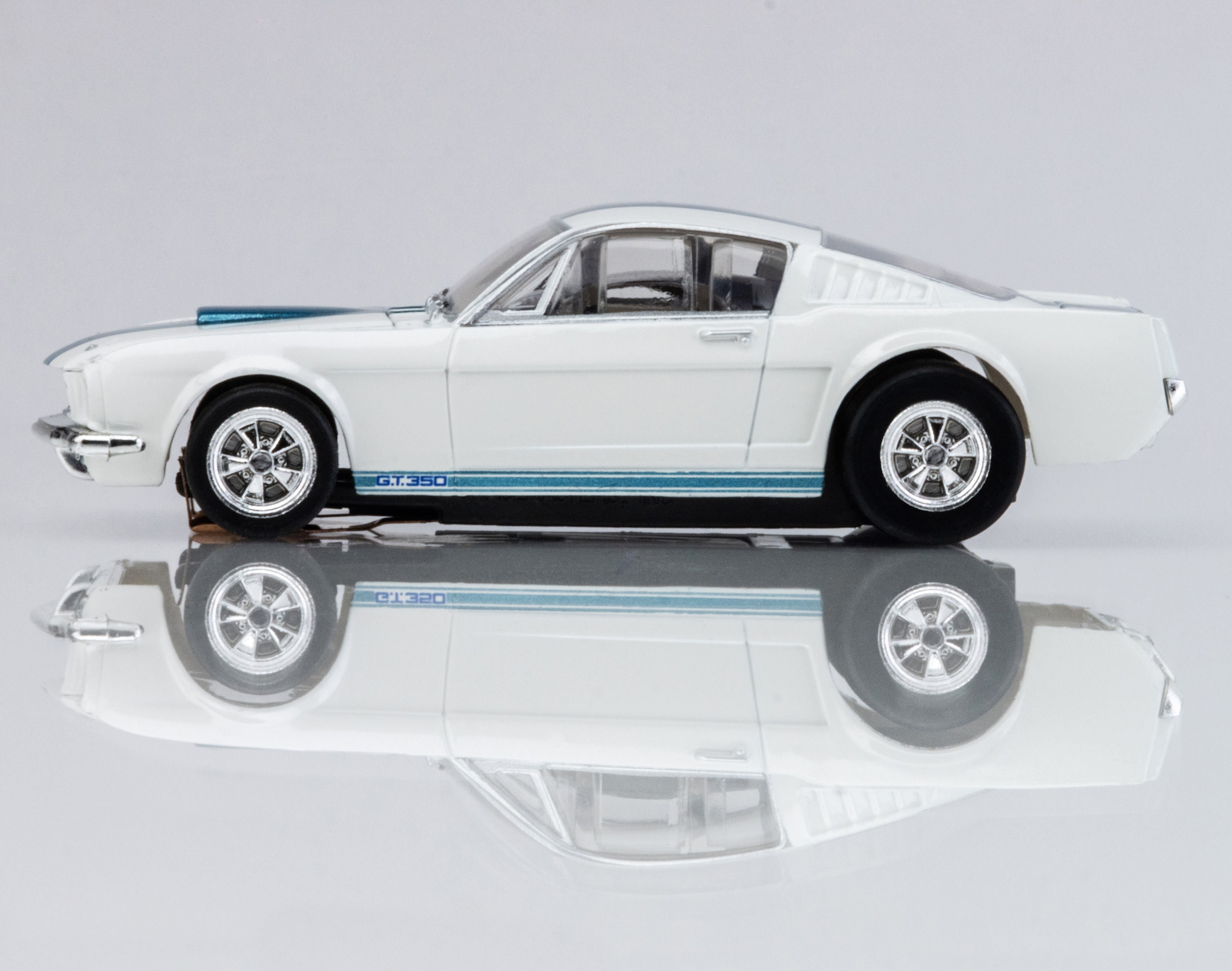 AFX 1965 Shelby Mustang GT350 HO Scale Slot Car (White) (LWB) (Mega G+) 22068