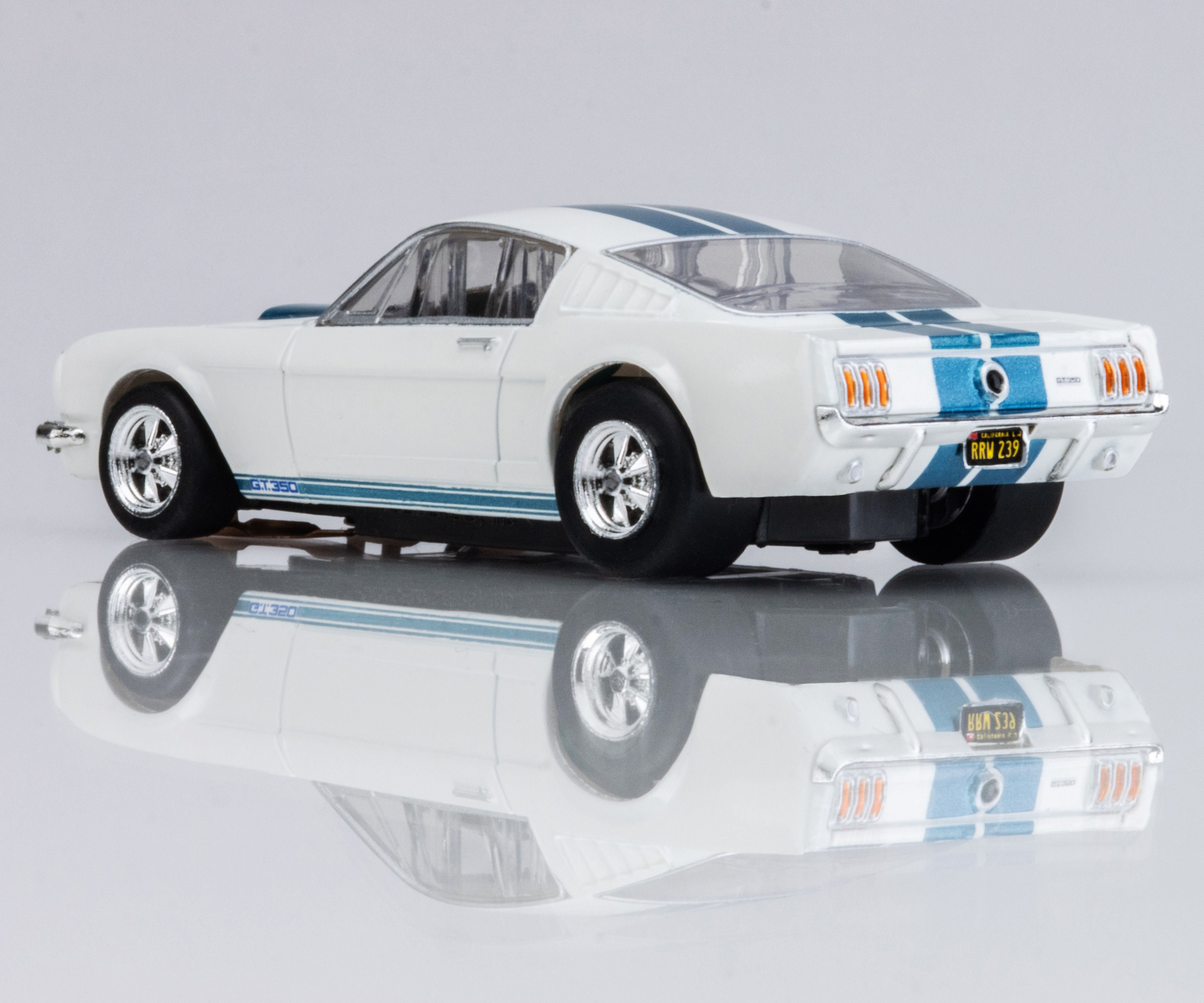 AFX 1965 Shelby Mustang GT350 HO Scale Slot Car (White) (LWB) (Mega G+) 22068