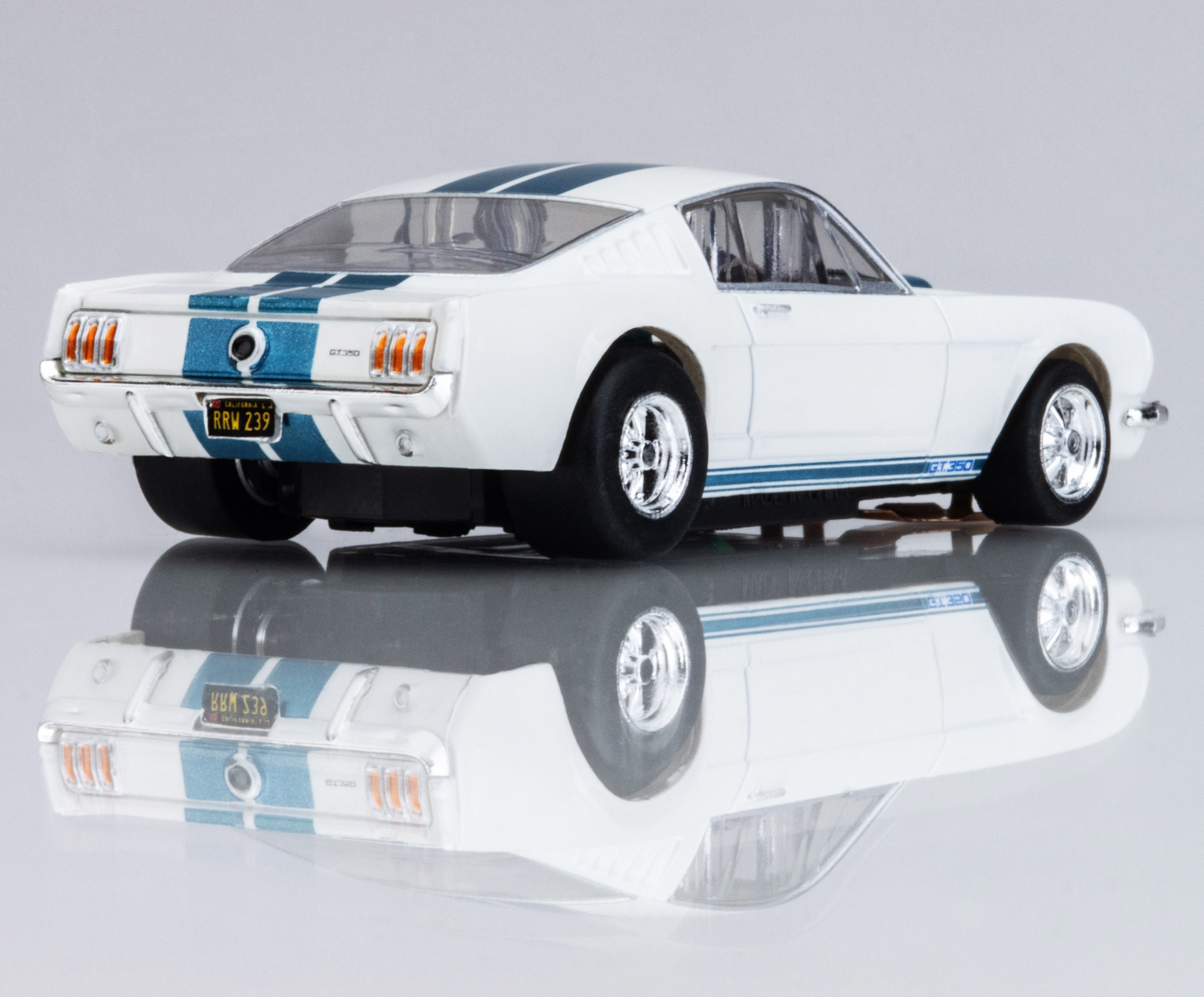 AFX 1965 Shelby Mustang GT350 HO Scale Slot Car (White) (LWB) (Mega G+) 22068