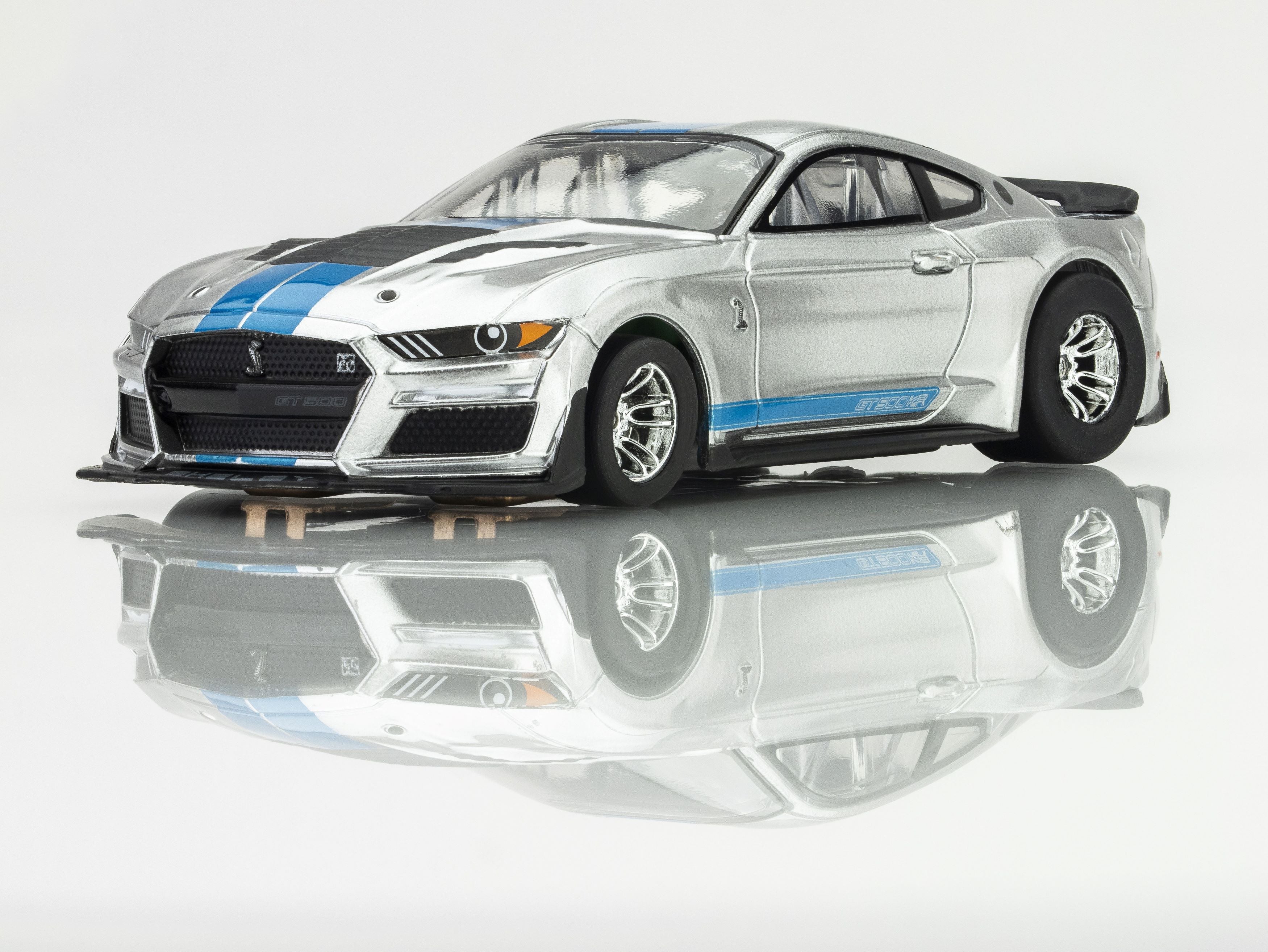 AFX Racing 2022 Mustang GT500KR, Silver/ Blue HO Scale Slot Car 22099