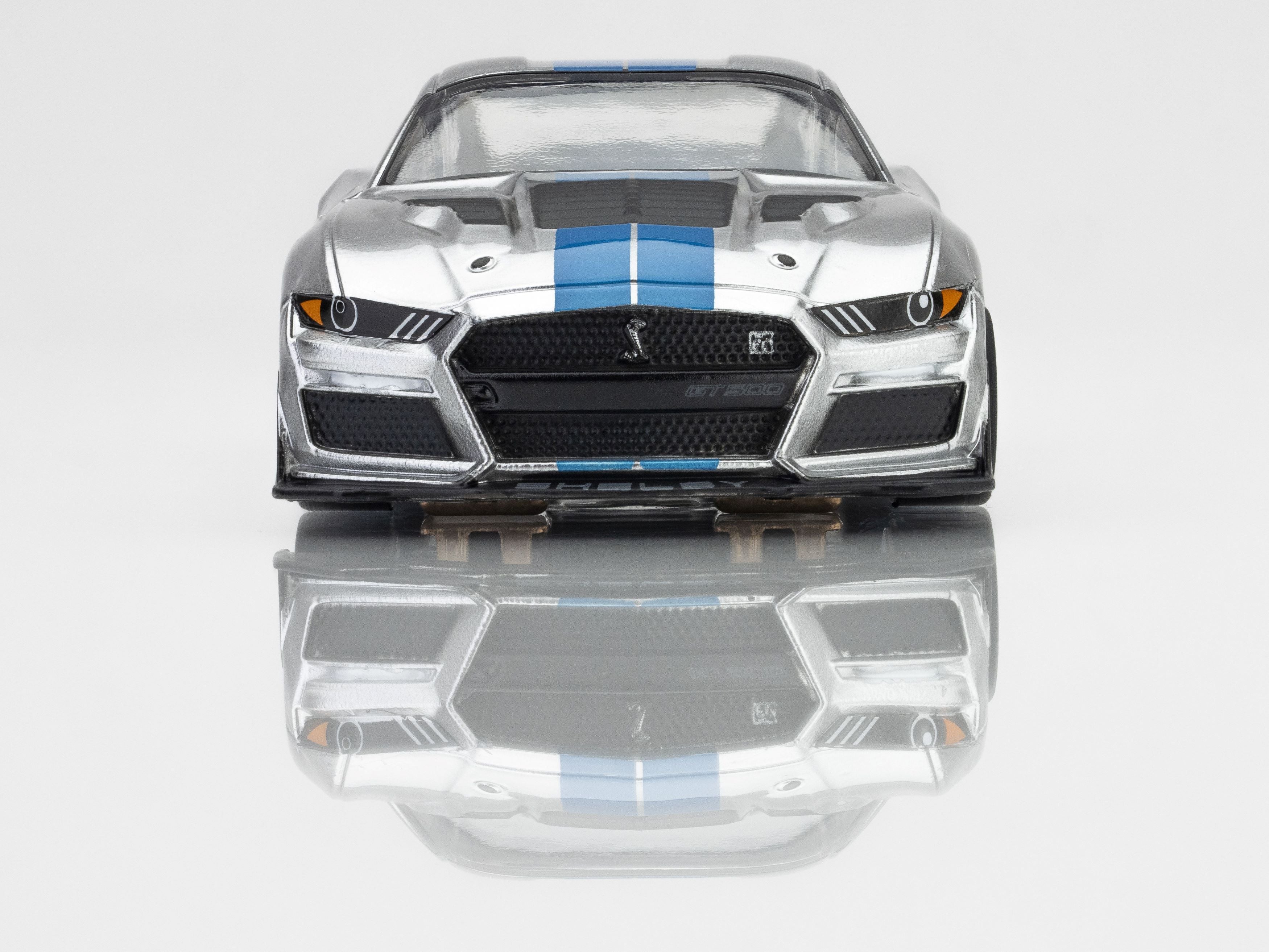 AFX Racing 2022 Mustang GT500KR, Silver/ Blue HO Scale Slot Car 22099