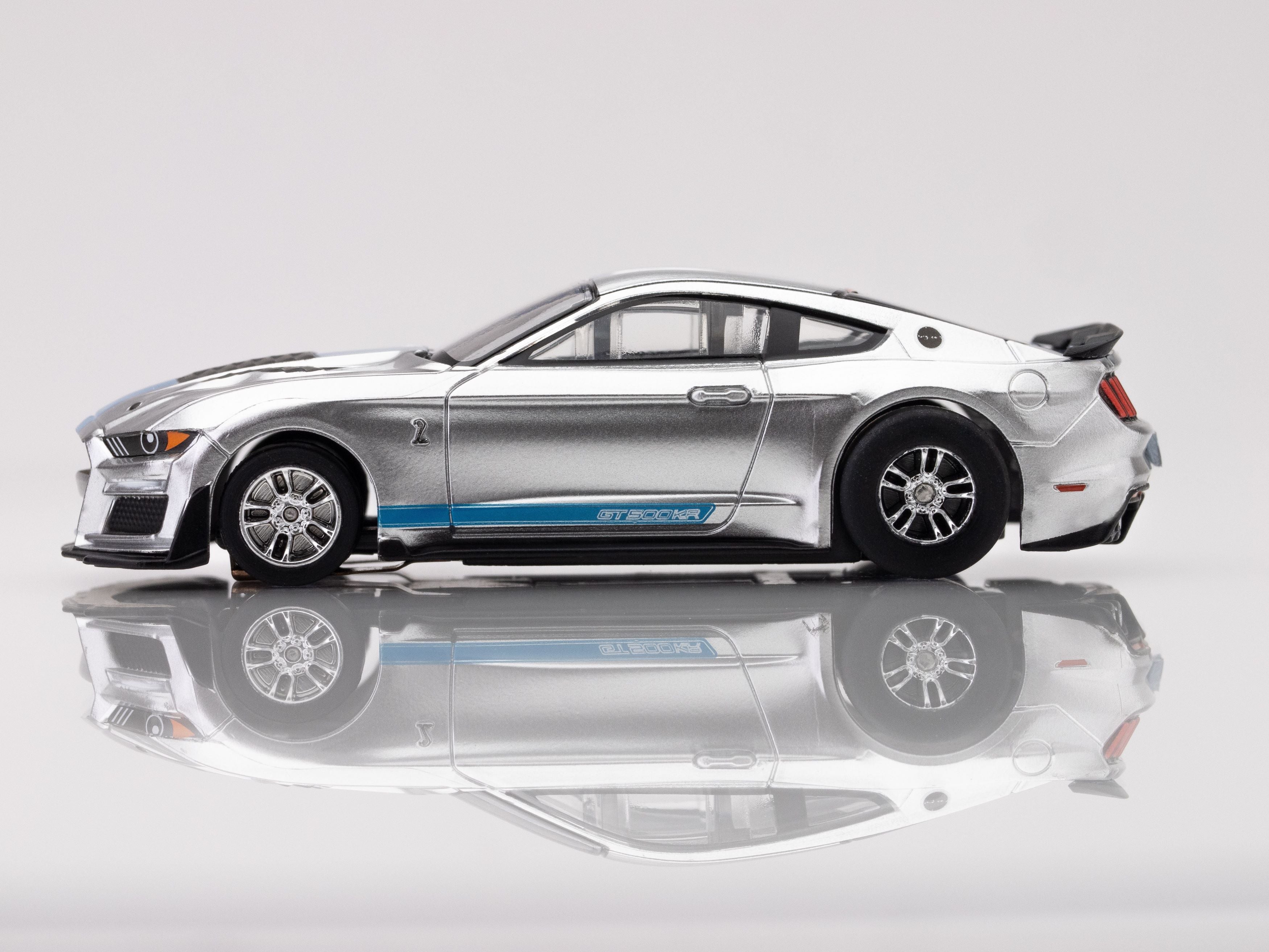 AFX Racing 2022 Mustang GT500KR, Silver/ Blue HO Scale Slot Car 22099