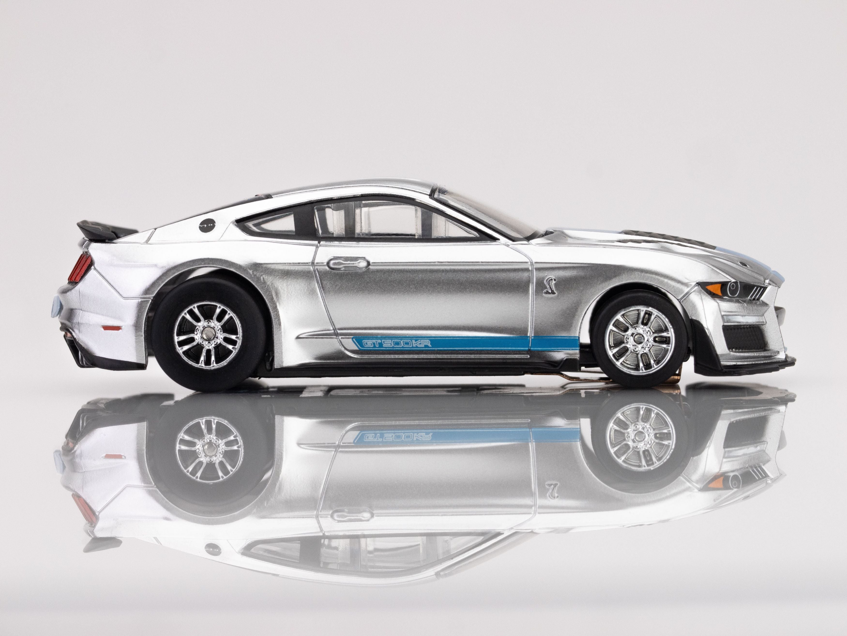 AFX Racing 2022 Mustang GT500KR, Silver/ Blue HO Scale Slot Car 22099