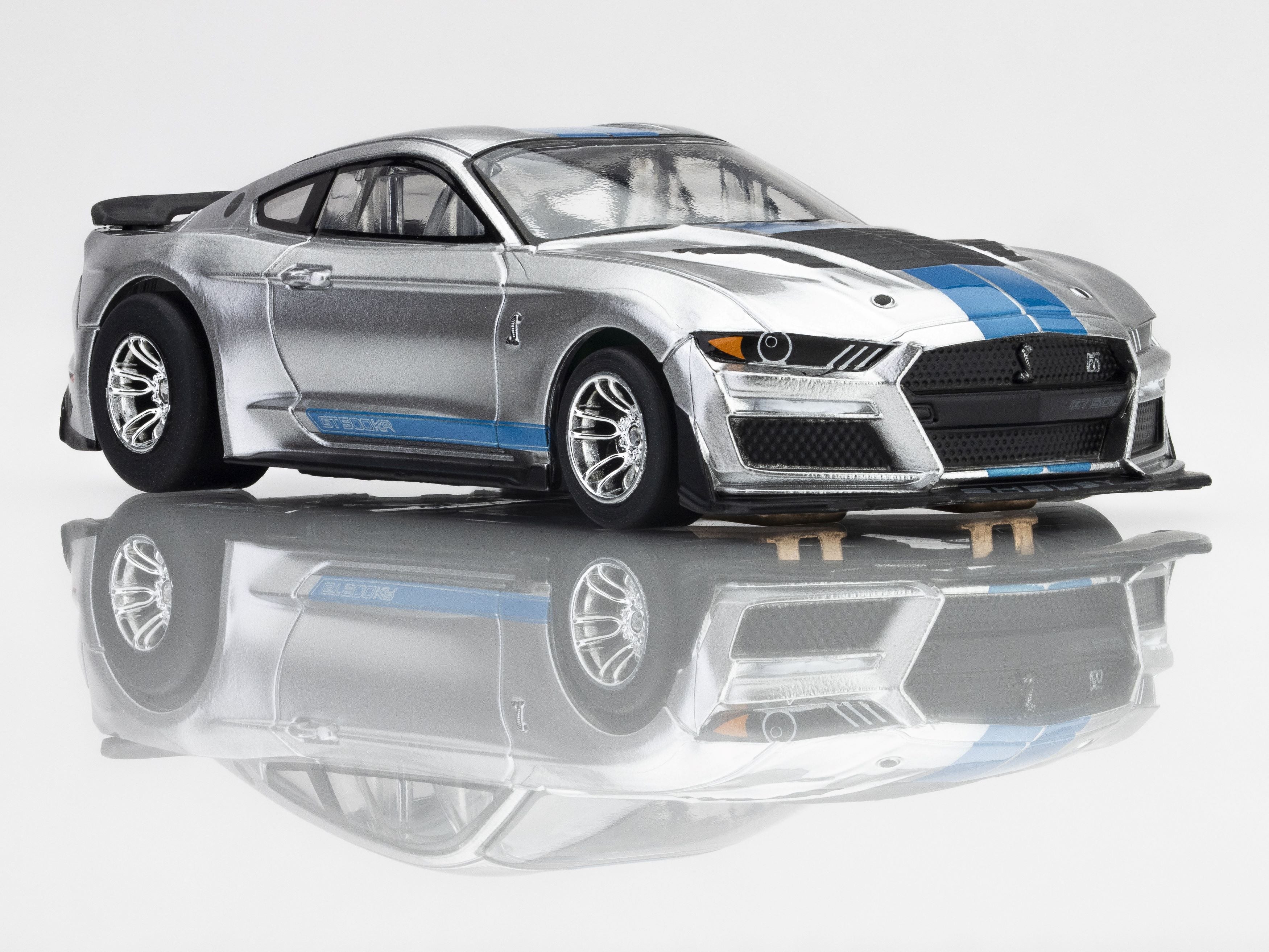 AFX Racing 2022 Mustang GT500KR, Silver/ Blue HO Scale Slot Car 22099