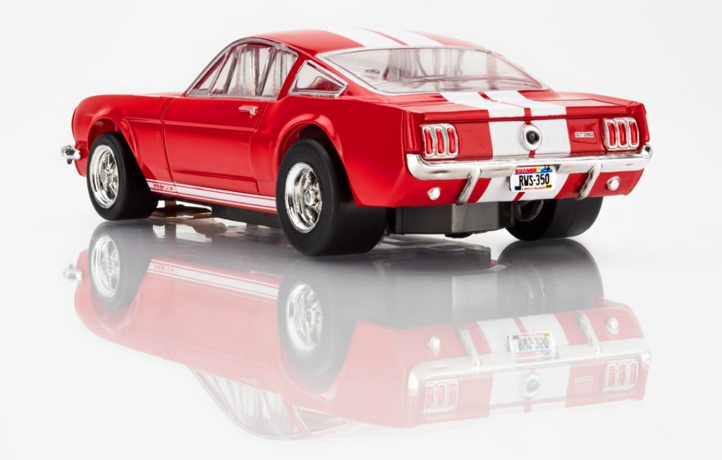 AFX Racing 1966 Shelby GT350 Slot Car – Candy Apple Red with White Stripes HO Scale Mustang
